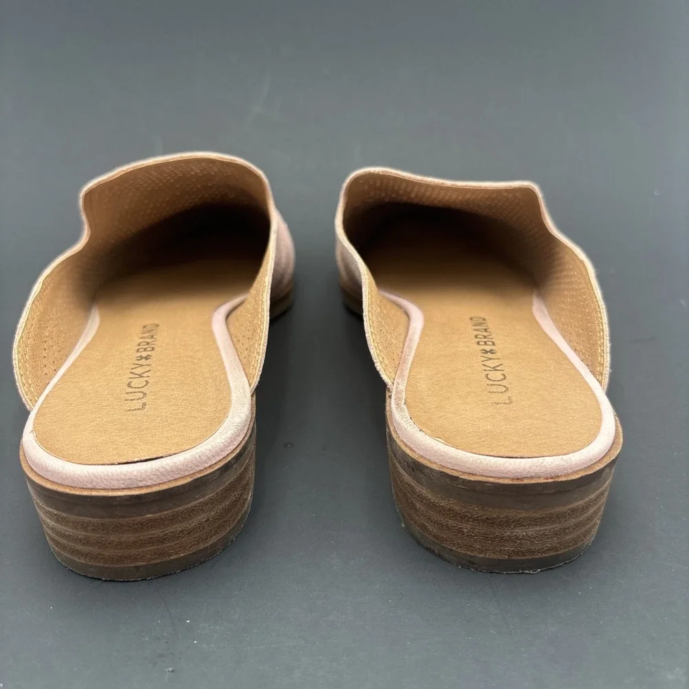 Lucky Brand Shoes Women's Size 7MCoryna Pink Perforated Suede Slip On Mule Flats